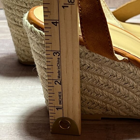Old Navy Womens Cognac Cross Strap Wedge Sandals Size 11 Espadrille Heel - Picture 5 of 15